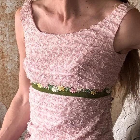 RARE Vintage Pink Chiffon Party Dress S/M  - Pristine Condition Easter - Picture 3 of 11